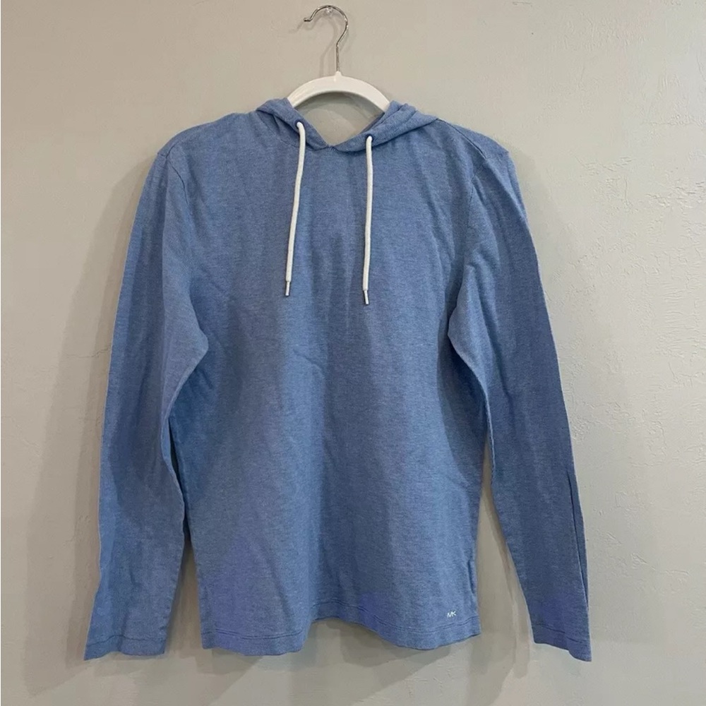 Michael Kors Hooded Shirt Men’s Medium Long Sleeve Blue